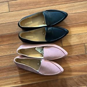 Bundle Express NEW Pink & EUC Black flats loafers size 7